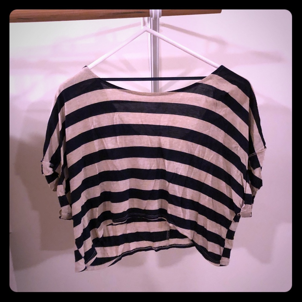 Urban Outfitters BDG striped crop top- navy & tan